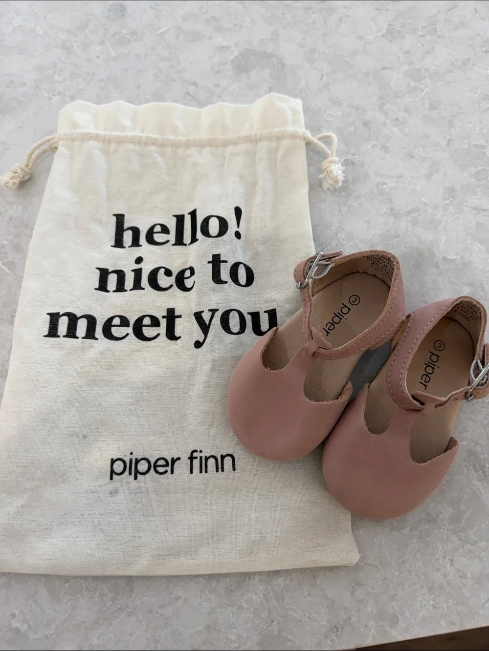 Piper Finn Girls Pink Leather T-Strap Dress Shoes
